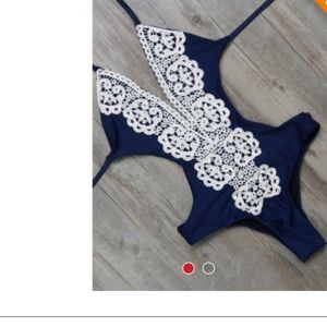 Crotchet one piece cut out strappy swimsuit